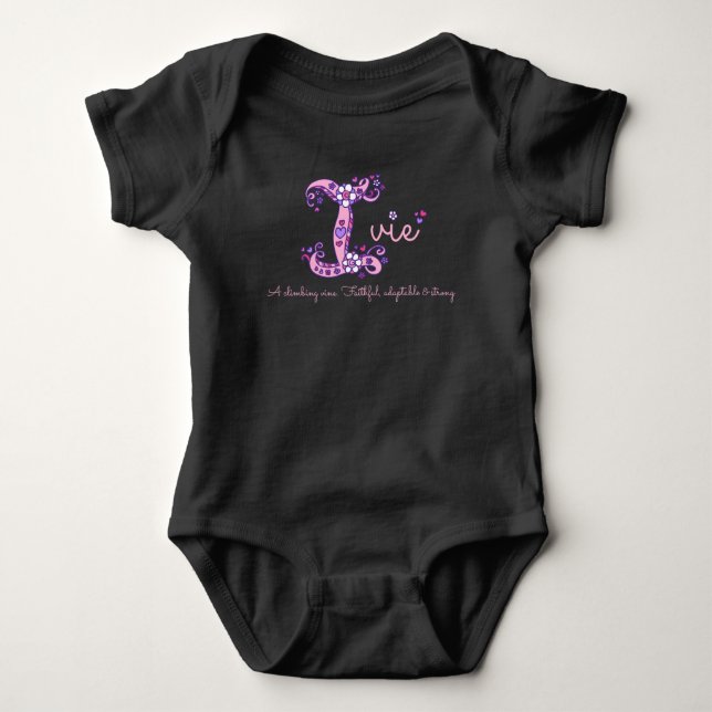 Ivie namn: monogram I anpassningsbar baby romper Tee (Framsida)