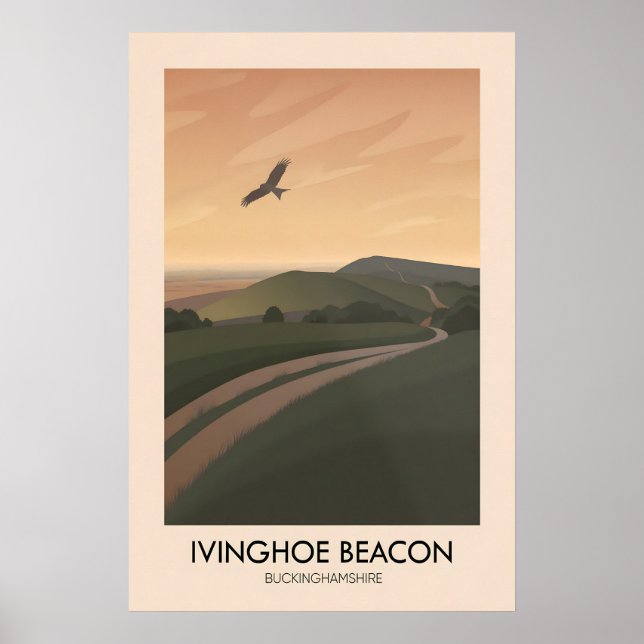 Ivinghoe Beacon Buckinghamshire Resemålning Poster (Framsidan)