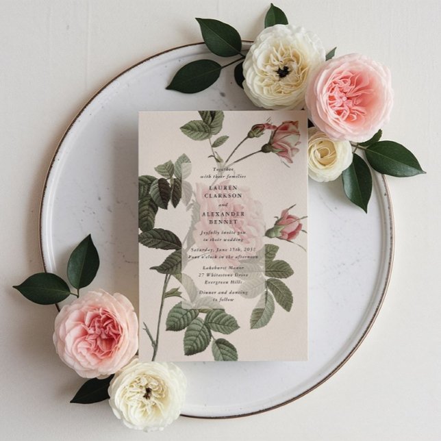 IVintage botanical ro blommigt bröllop invitation Inbjudningar (Skapare uppladdad)