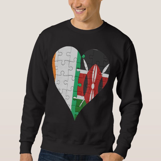 Ivorian Kenyan Flagga Heart Lång Ärmad Tröja (Framsida)