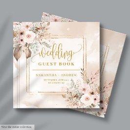  ivorianska Blommigten Ram Bröllop Guest Bok