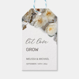 Ivory 3D Roses Wedding Thank You Presentetikett