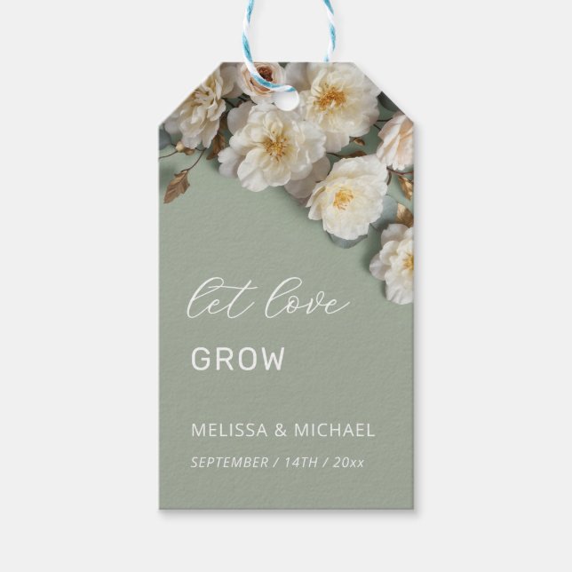 Ivory 3D Roses Wedding Welcome Presentetikett (Framsidan)