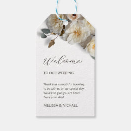 Ivory 3D Roses Wedding Welcome Presentetikett