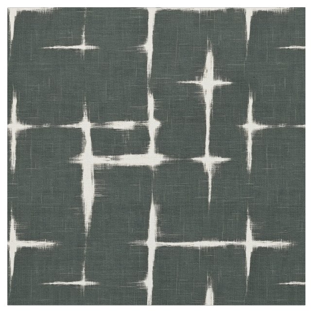 Ivory Abstrakt Paint på Forest Grönt Linen Tyg (Närbild)