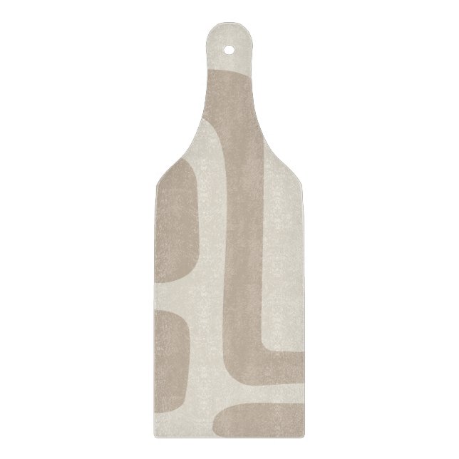 Ivory and Beige Abstract Glass Cutting Board (Framsidan)
