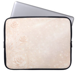 Ivory and rosegold accents florals AI art  Laptop Fodral