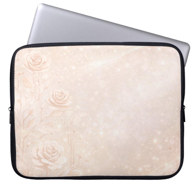 Ivory and rosegold accents florals AI art  Laptop Fodral (Framsidan)