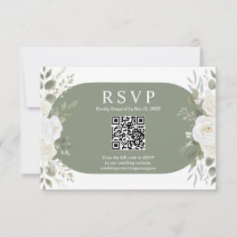 Ivory And Sage QR Code Chic Wedding RSVP Card OSA Kort