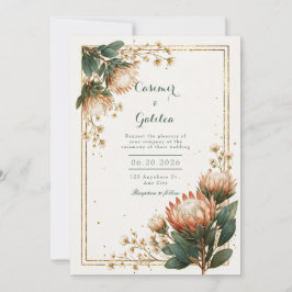 Ivory Astrantia Gold Foil Wedding Inbjudningar