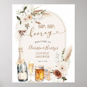Ivory Beige Boho Sip Sip Hooray Välkomstskylt Poster