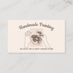 Ivory Beige  Handmade Hobby Painting Visitkort