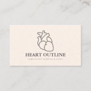 Ivory Beige  kardiolog Doktor Heart Visitkort