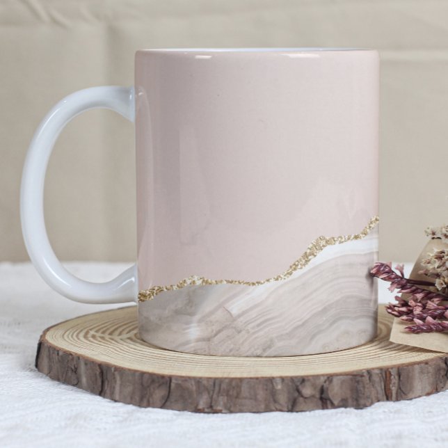 Ivory Beige Taupe Agate Gold Glitter Kaffemugg (Skapare uppladdad)