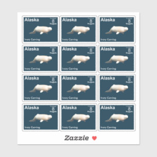 Ivory Beluga - Alaska Postage Sticker Klistermärken