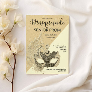 Ivory Black Guld Gnistra Glitter Masqueraprom Inbjudningar