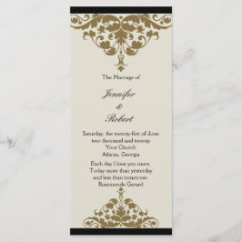 Ivory Black och Guld Damask Wedding Programme Program