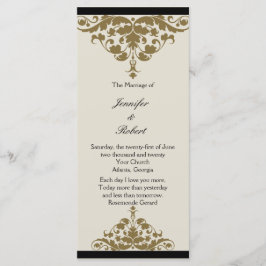 Ivory Black och Guld Damask Wedding Programme Program
