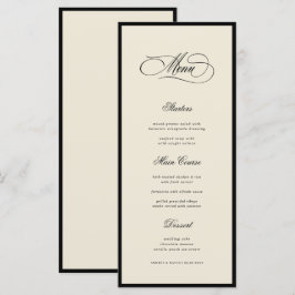 Ivory & Black Old Money Aesthetic Retro Wedding Meny