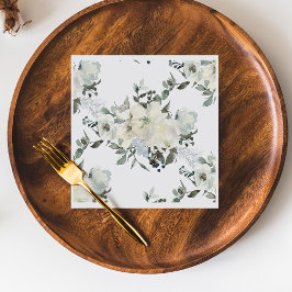 Ivory Blommigt Watercolor Bröllop Napkin Pappersservett