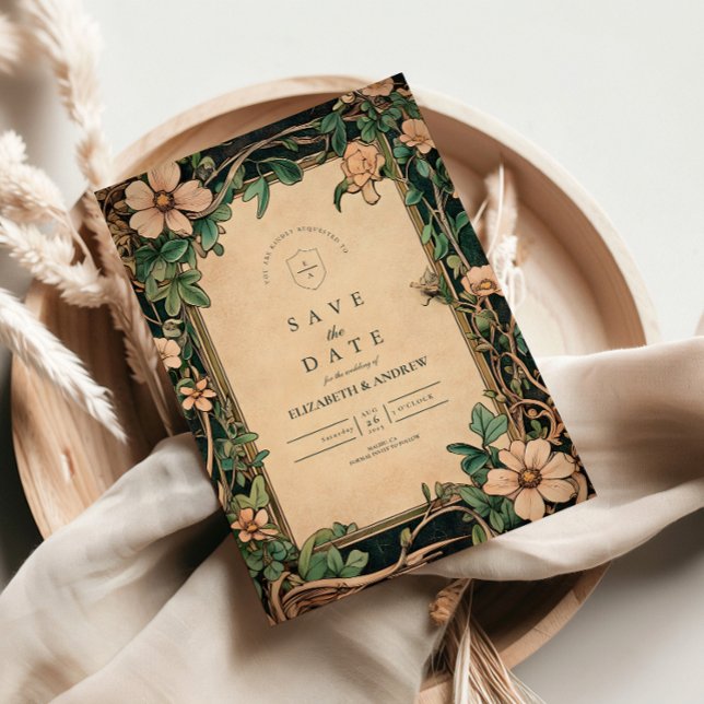 Ivory Bloom Art nouveau Bröllop Spara Datumet (Skapare uppladdad)