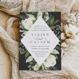 Ivory Bloom | Geometrisk Blommigt Ram Bröllop Inbjudningar