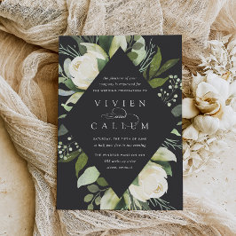 Ivory Bloom | Geometrisk Blommigt Ram Bröllop Inbjudningar