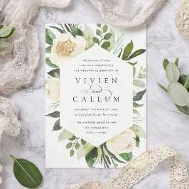 Ivory Bloom | Geometrisk Blommigt Ram Bröllop Inbjudningar