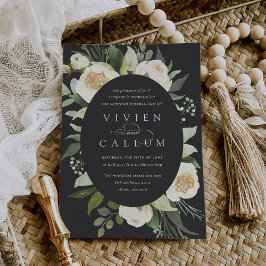 Ivory Bloom | Oval Ram Watercolor Blommigt Bröllop Inbjudningar