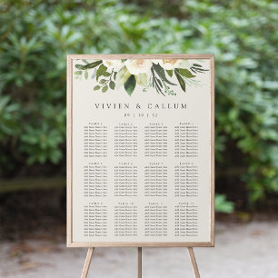 Ivory Bloom Sätesdiagram för Blommigt Bröllop Poster
