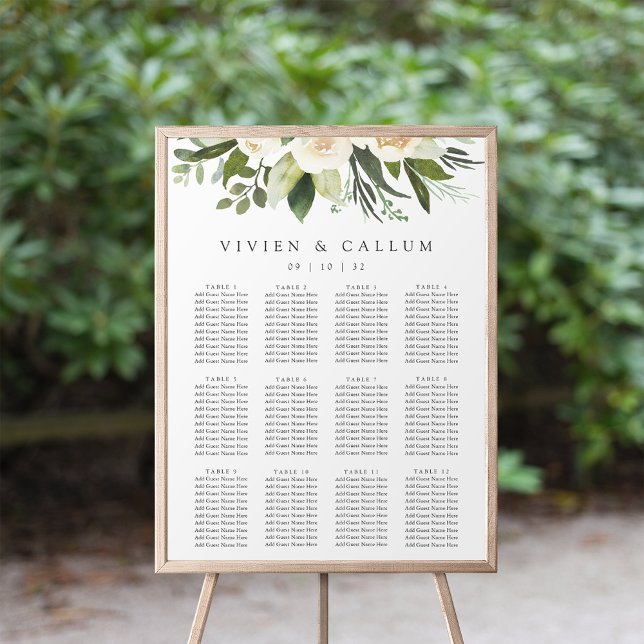 Ivory Bloom | Sätesdiagram för Blommigt Bröllop Poster (Skapare uppladdad)