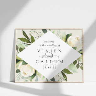 Ivory Bloom Välkomsthälsning för vattenfärgen Bl Poster