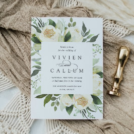 Ivory Bloom | Vattenfärg Blommigt Ram Bröllop Inbjudningar