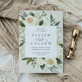 Ivory Bloom | Vattenfärg Blommigt Ram Bröllop Inbjudningar