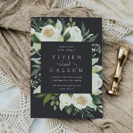 Ivory Bloom | Vattenfärg Blommigt Ram Bröllop Inbjudningar