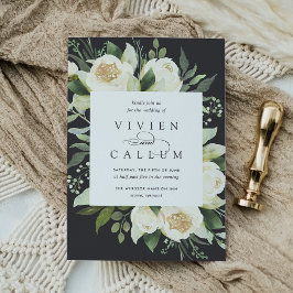 Ivory Bloom | Vattenfärg Blommigt Ram Bröllop Inbjudningar