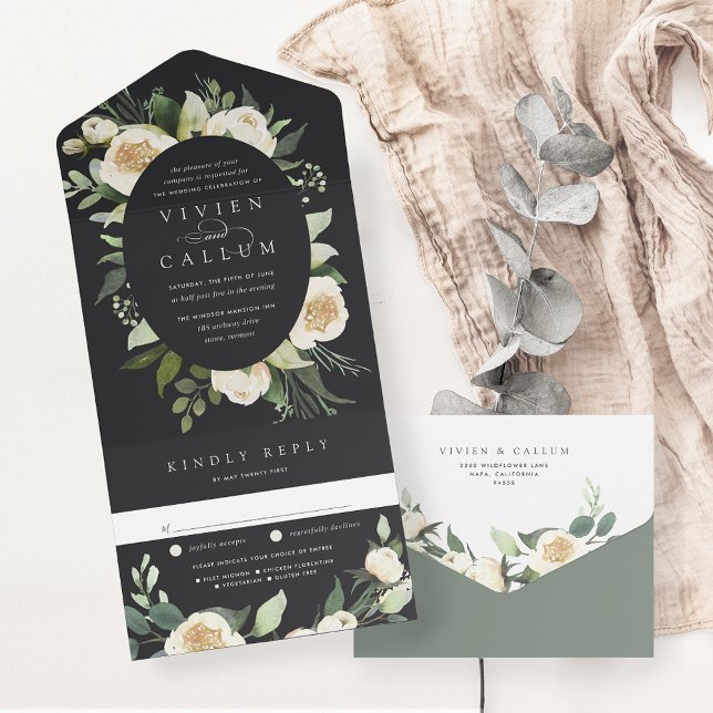 Ivory Bloom | Vattenfärgad Blommigt Oval Ram Bröll (Skapare uppladdad)