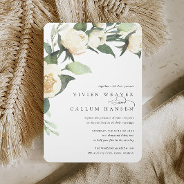 Ivory Bloom | Vattenfärgning Blommigt Bröllop Inbjudningar