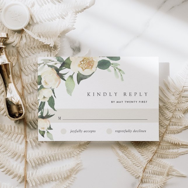 Ivory Bloom | Vattenfärgning Blommigt Bröllop OSA Kort (Skapare uppladdad)