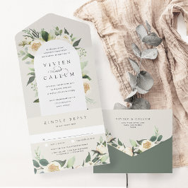Ivory Bloom | Vattenfärgsfärg Blommigt Arch Bröllo