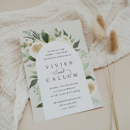 Ivory Bloom | Vattenfärgsfärg Blommigt Arch Bröllo Inbjudningar