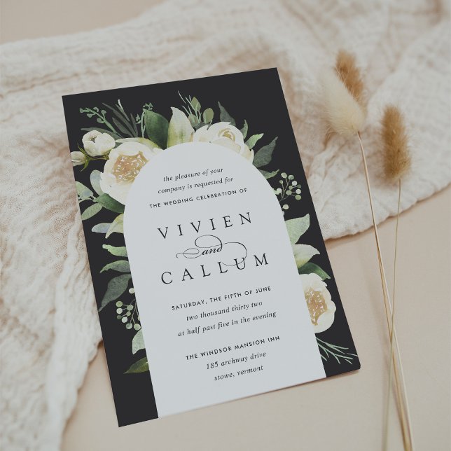 Ivory Bloom | Vattenfärgsfärg Blommigt Arch Bröllo Inbjudningar (Skapare uppladdad)