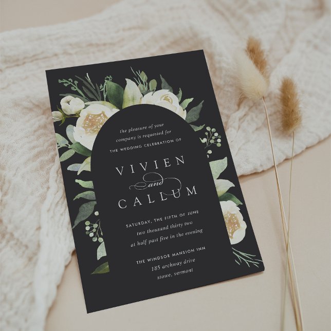 Ivory Bloom | Vattenfärgsfärg Blommigt Arch Bröllo Inbjudningar (Skapare uppladdad)