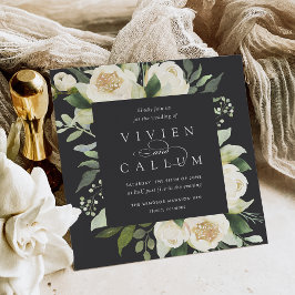 Ivory Bloom | Vattenfärgsruta, Blommigt Bröllop Inbjudningar