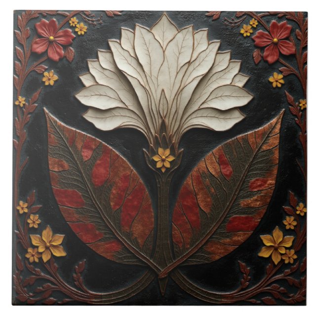 Ivory Bloom vid midnatt Kakelplatta (Framsidan)