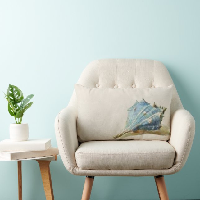 Ivory Blue Beach House Vintage Seashell Lumbarkudde (Stol)