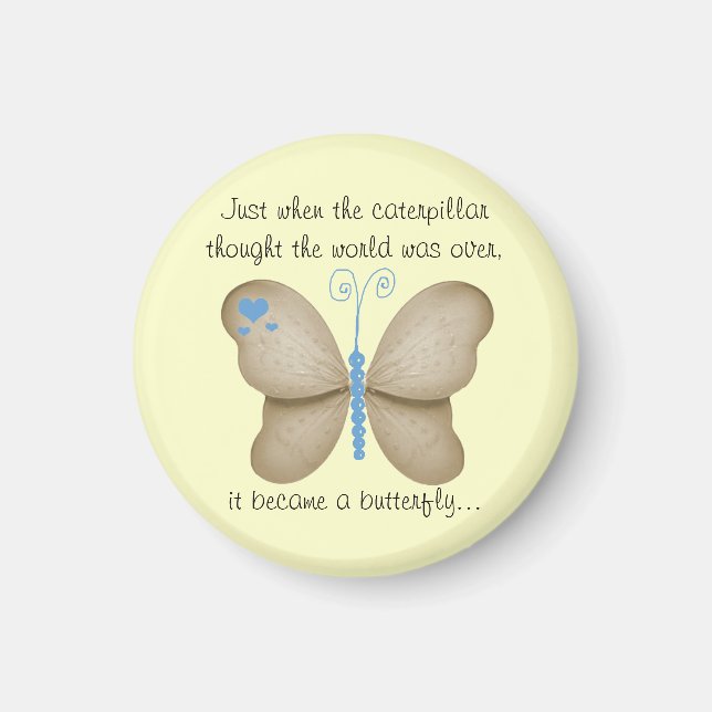 Ivory Blue Butterfly Magnet (Framsidan)