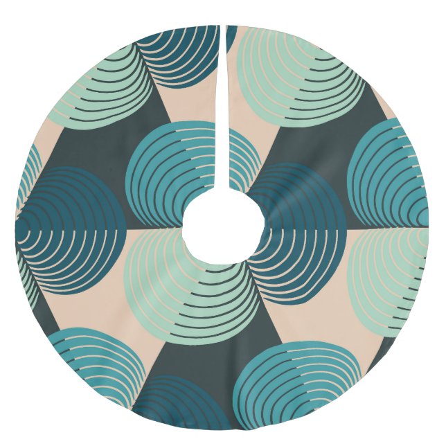 Ivory-Blue Geometric: Retro Tile Elegance. Julgransmatta Borstad Polyester (Framsidan)