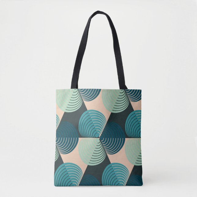 Ivory-Blue Geometric: Retro Tile Elegance. Tygkasse (Framsida)