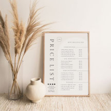 Ivory Blush Modern Price List Beauty Salon Poster